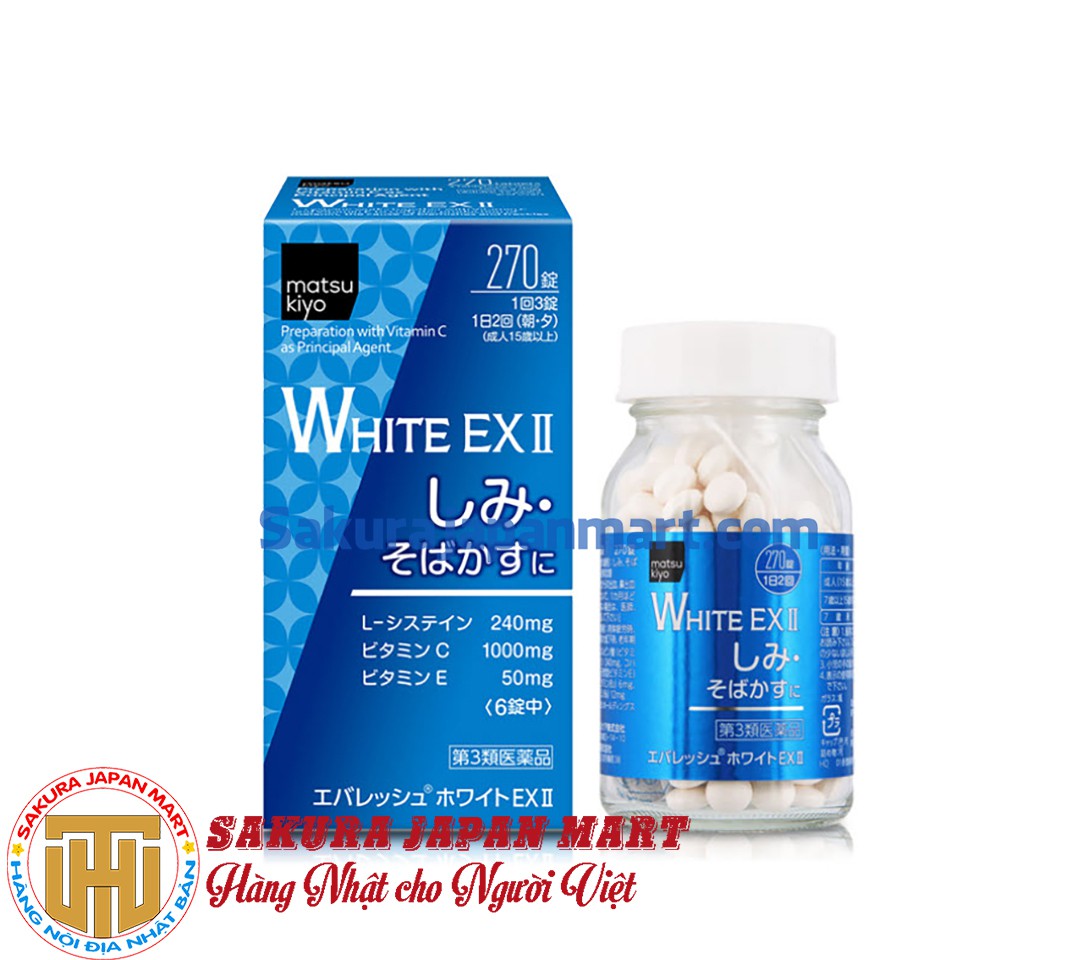 Viên Uống Trắng Da Trị Nám White EX II 270 Viên